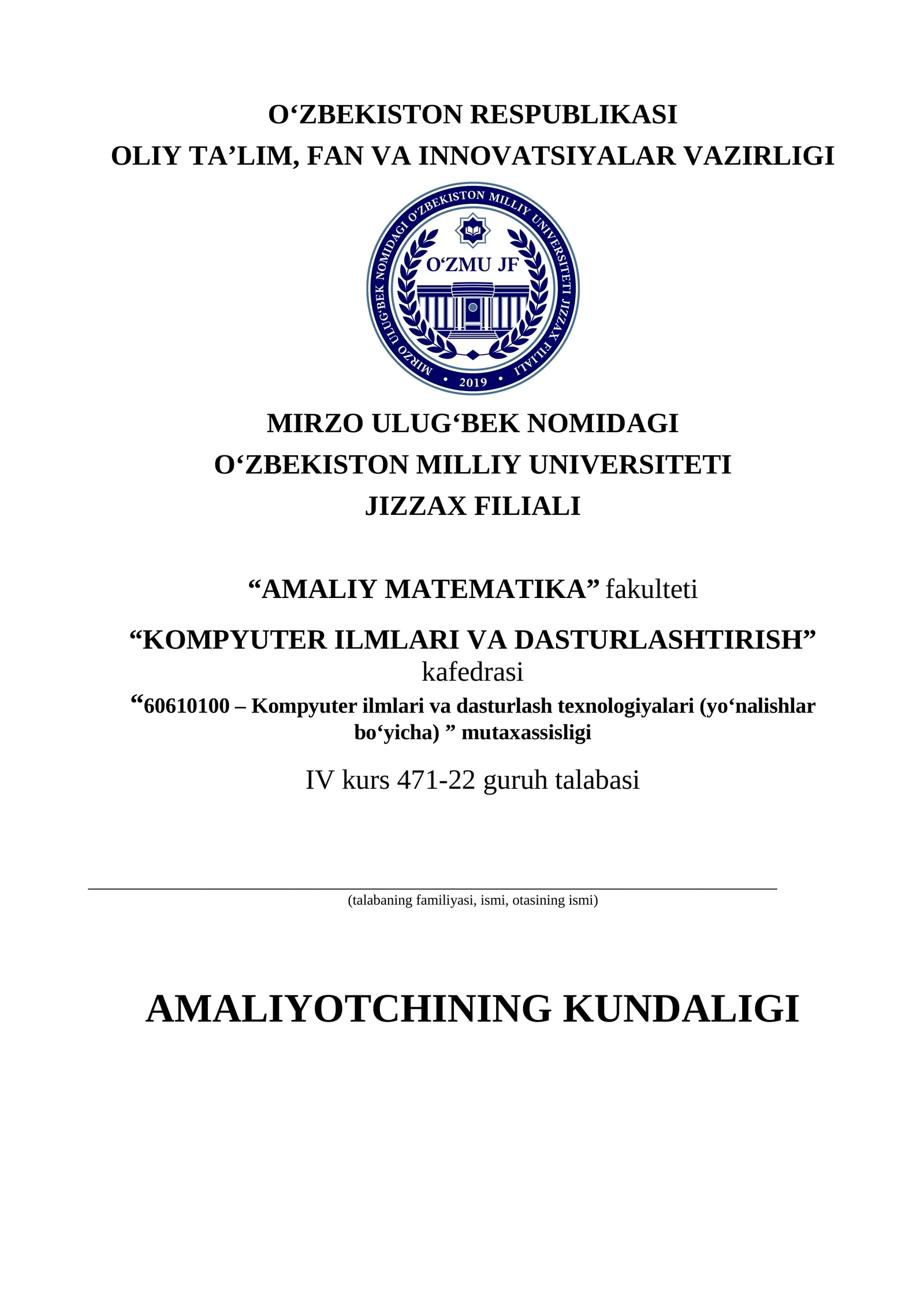 AMALIYOTCHINING KUNDALIGI