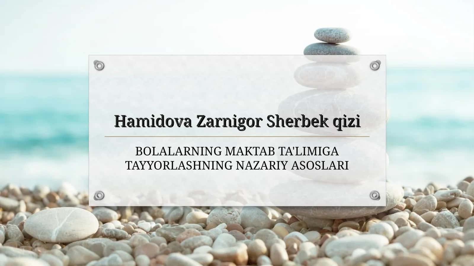BOLALARNING MAKTAB TA'LIMIGA TAYYORLASHNING NAZARIY ASOSLARI