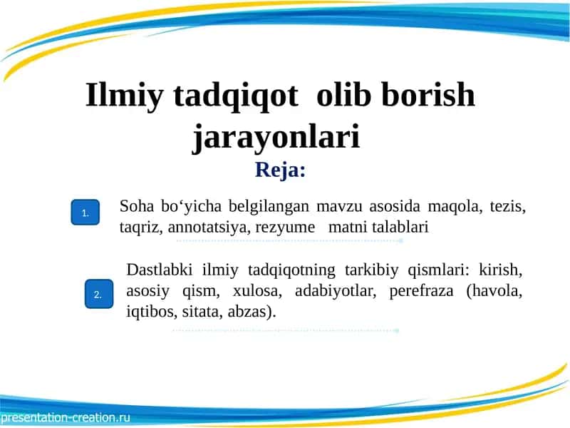 Ilmiy tadqiqot  olib borish jarayonlari