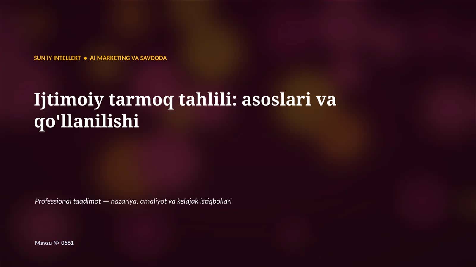 SUN'IY INTELLEKT • AI MARKETING VA SAVDODA