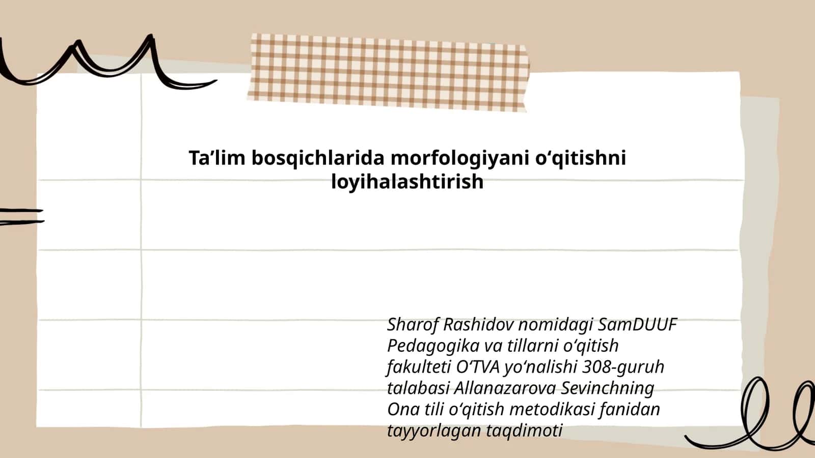 Morfologiya oʻqitish loyihasi