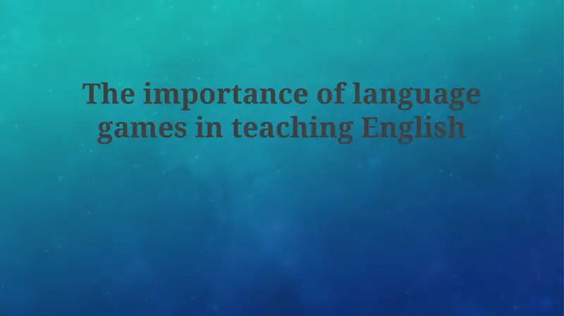 Language Games for English Teaching