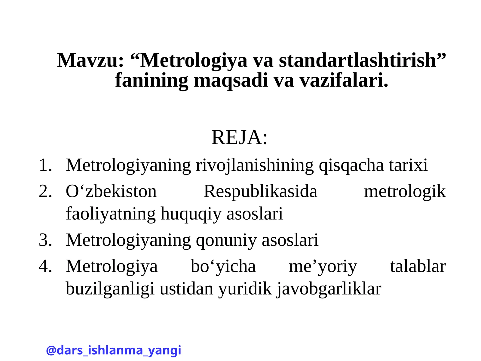 Metrologiya va standartlashtirish