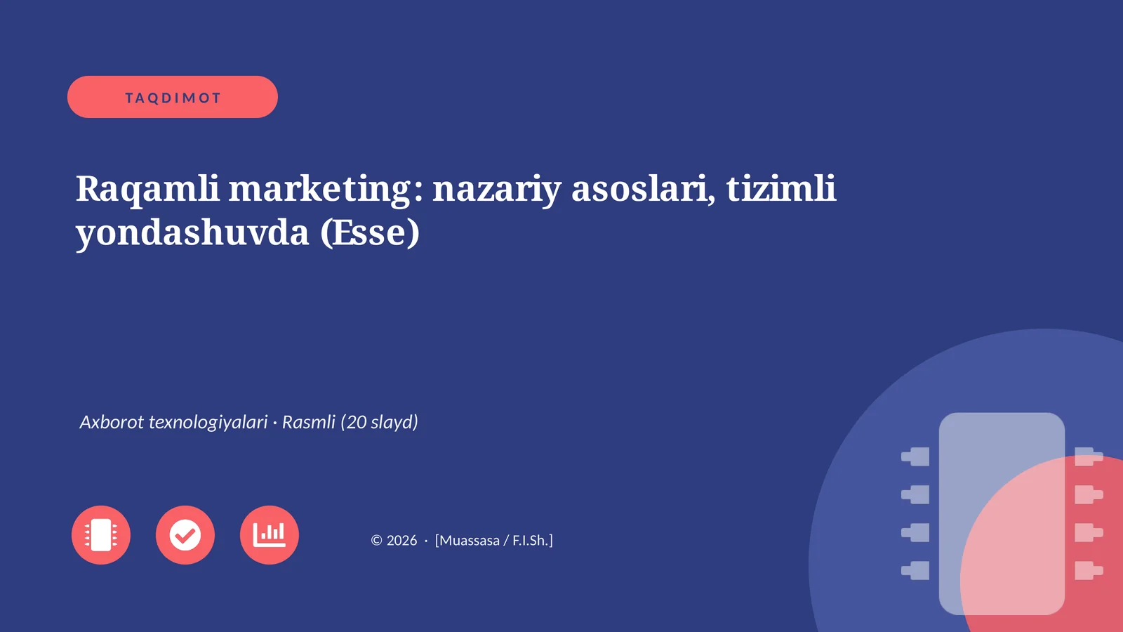 Raqamli marketing: nazariy asoslari, tizimli yondashuvda (Esse)