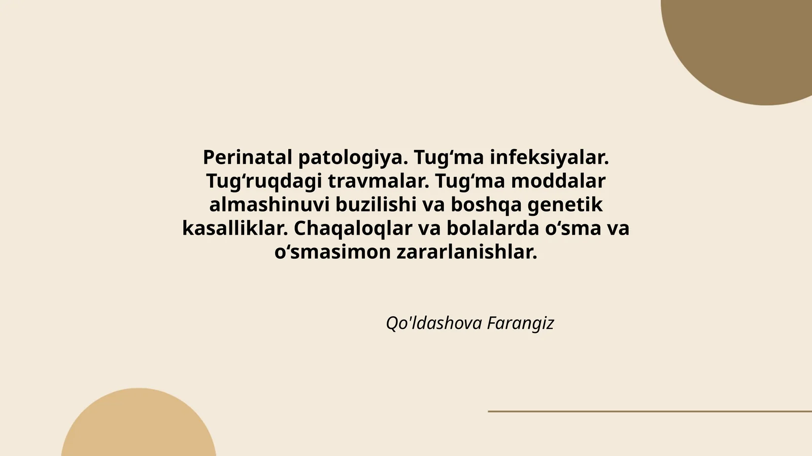Perinatal patologiya. Tug‘ma infeksiyalar