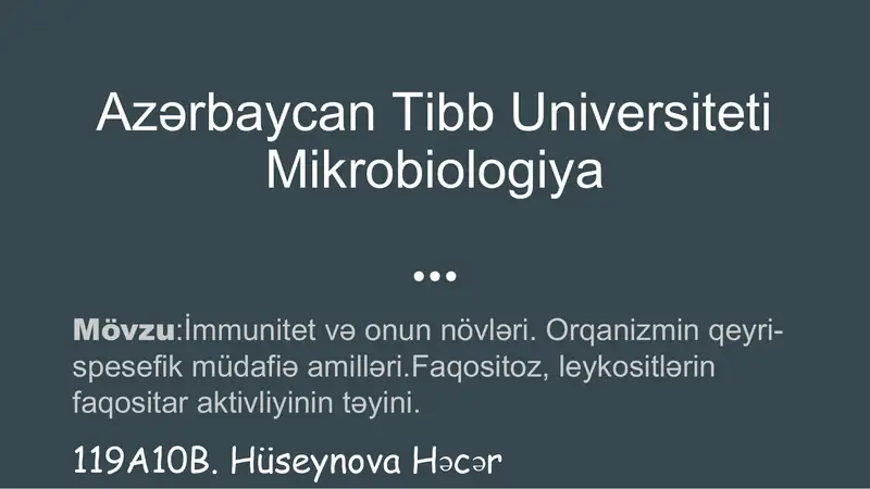Azərbaycan Tibb Universiteti Mikrobiologiya