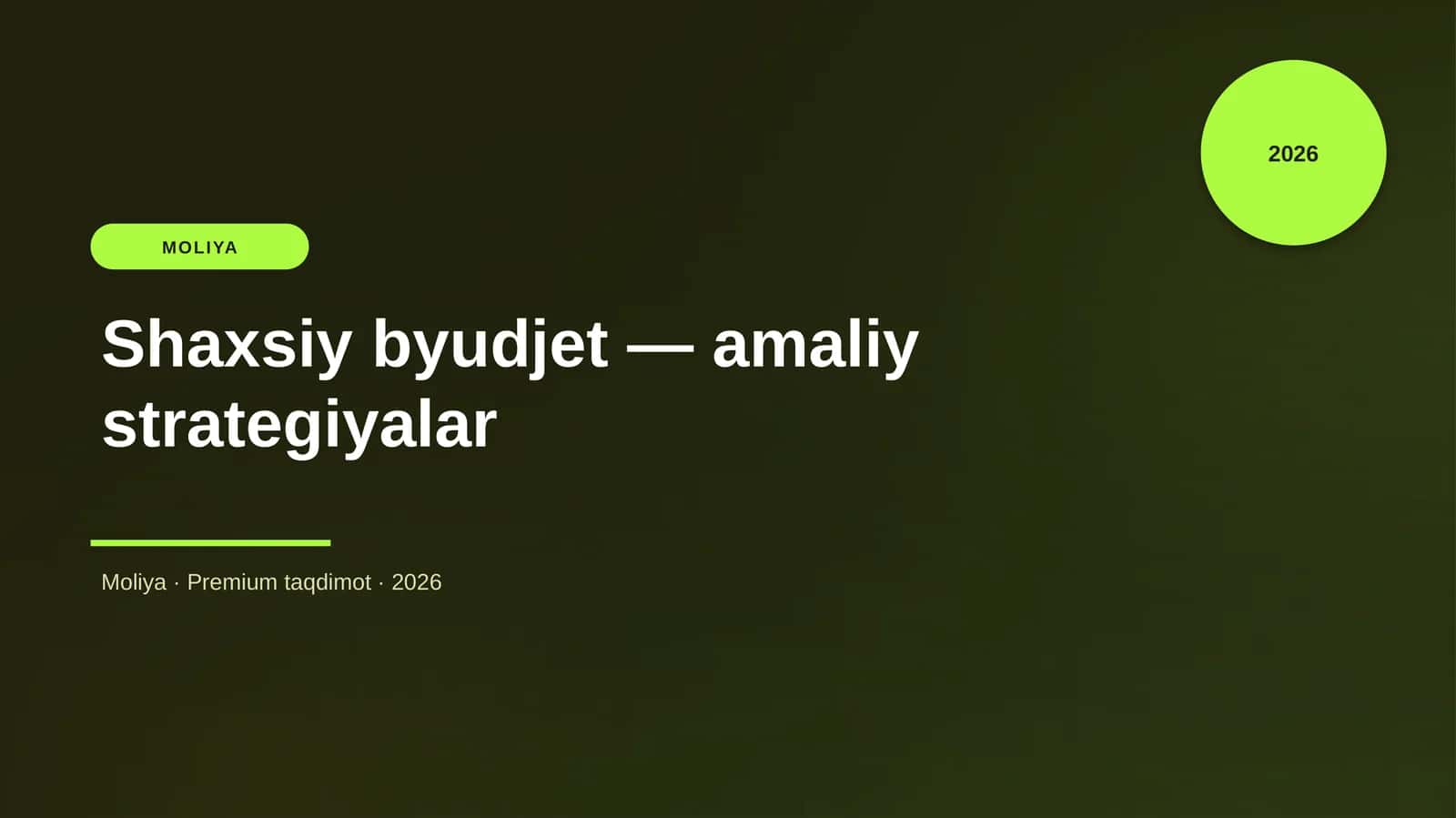 Shaxsiy byudjet — amaliy strategiyalar