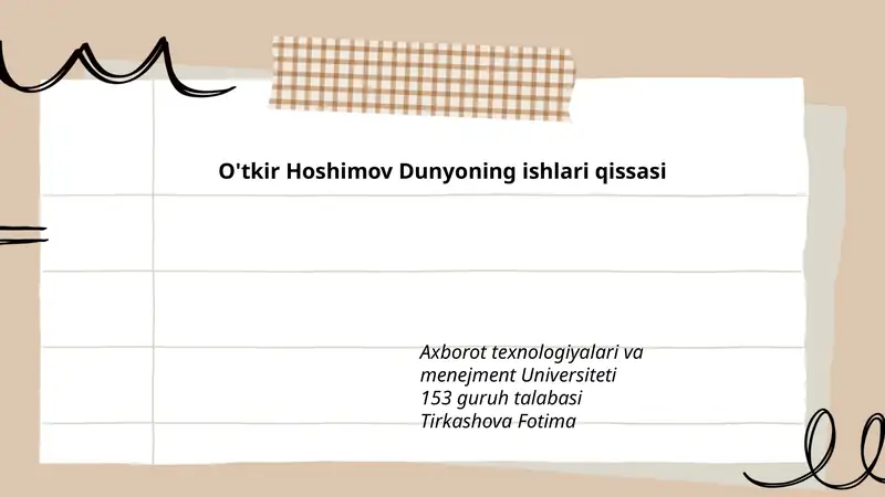 Dunyoning ishlari qissasi