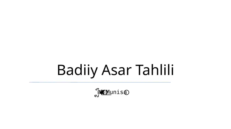 Badiiy Asar Tahlili