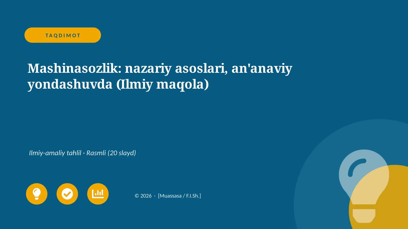 Mashinasozlik: nazariy asoslari, an'anaviy yondashuvda (Ilmiy maqola)