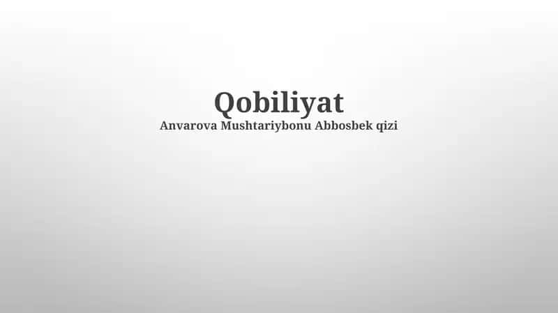 Qobiliyat Turlari