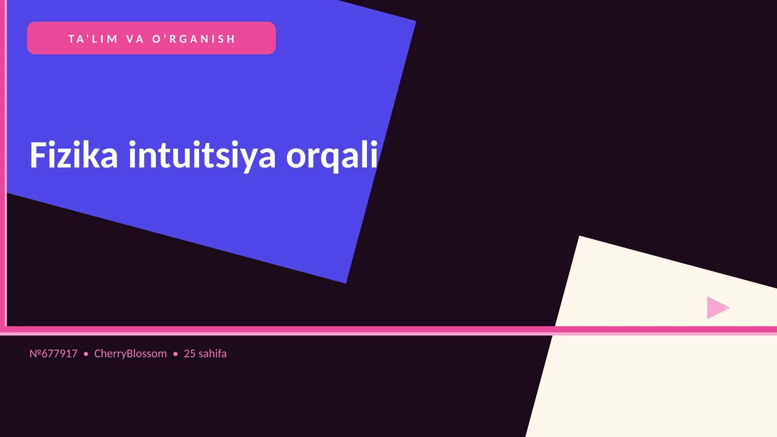 TA'LIM VA O'RGANISH Fizika intuitsiya orqali