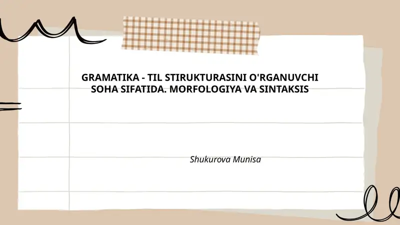 MORFOLOGIYA VA SINTAKSIS