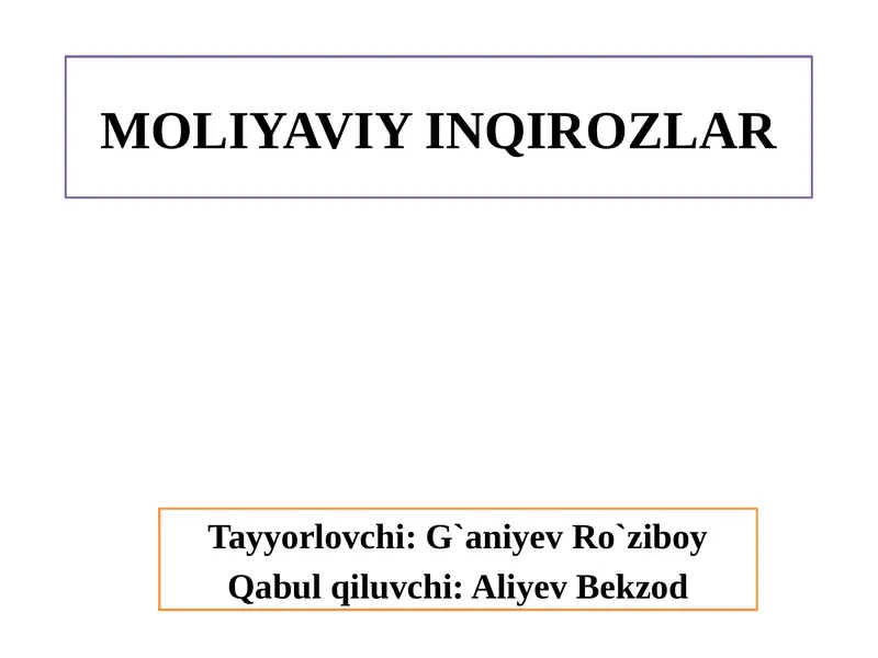 MOLIYAVIY INQIROZLAR