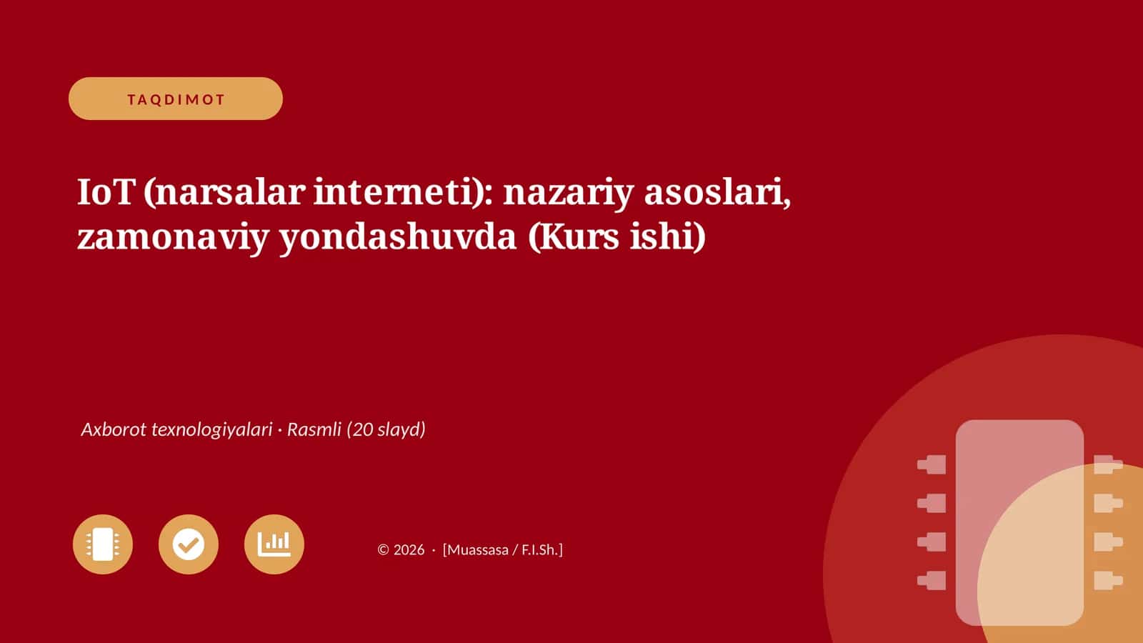 IoT (narsalar interneti): nazariy asoslari, zamonaviy yondashuvda (Kurs ishi)