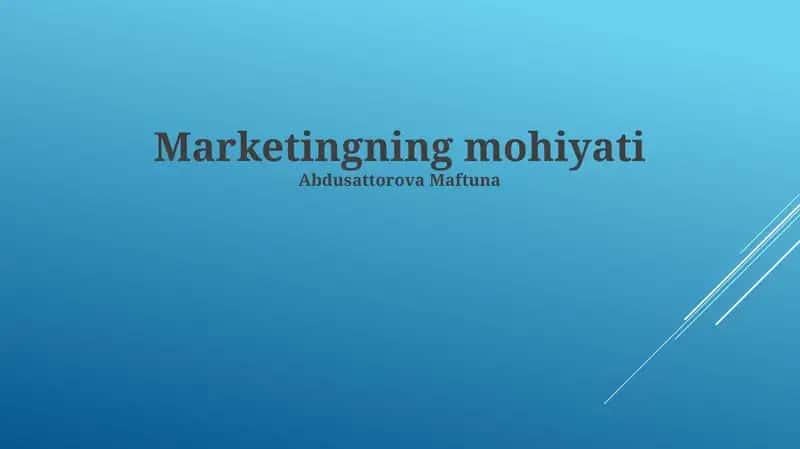 Marketingning mohiyati