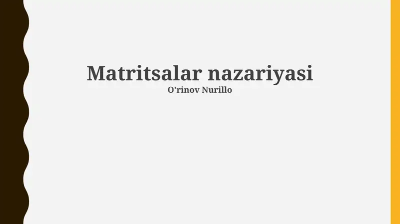 Matritsalar nazariyasi