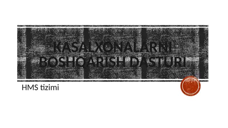 Kasalxonalarni boshqarish dasturi
