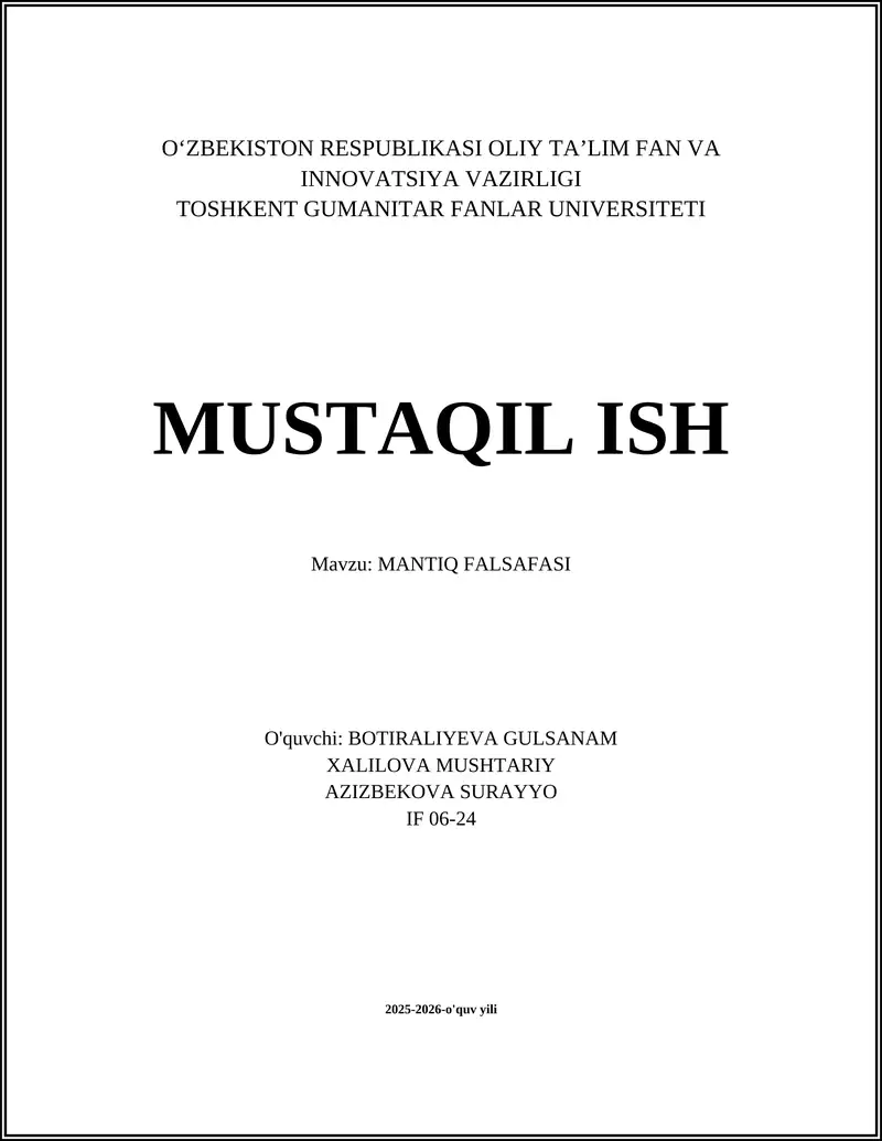 MANTIQ FALSAFASI