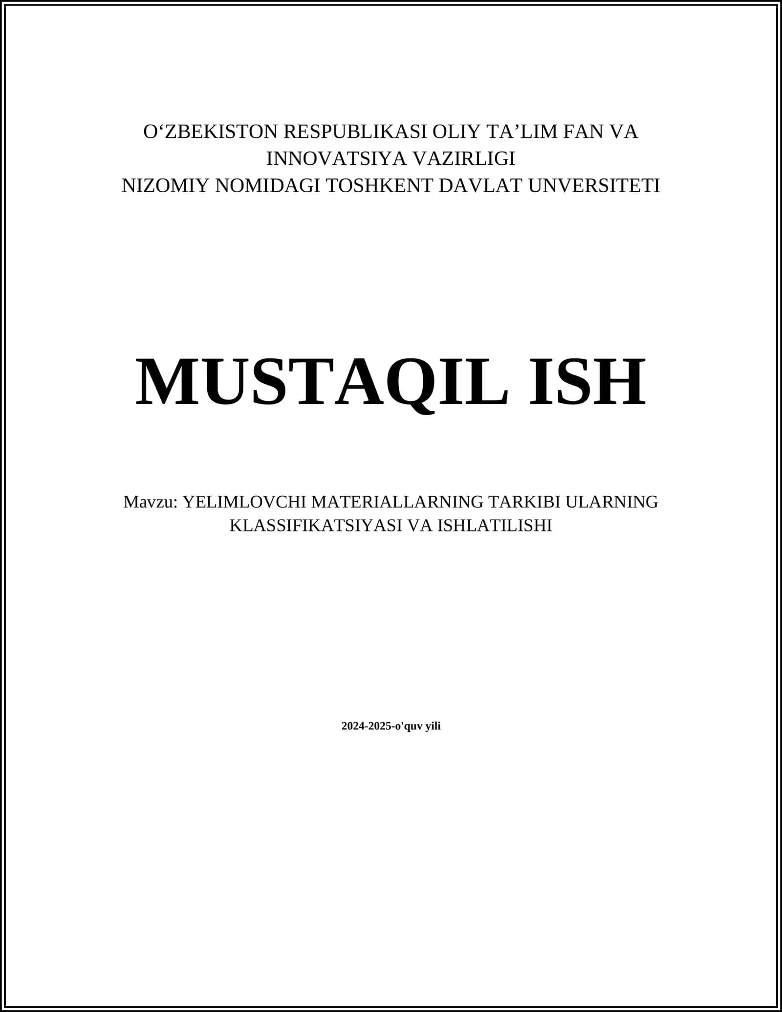YELIMLOVCHI MATERIALLARNING TARKIBI ULARNING KLASSIFIKATSIYASI VA ISHLATILISHI