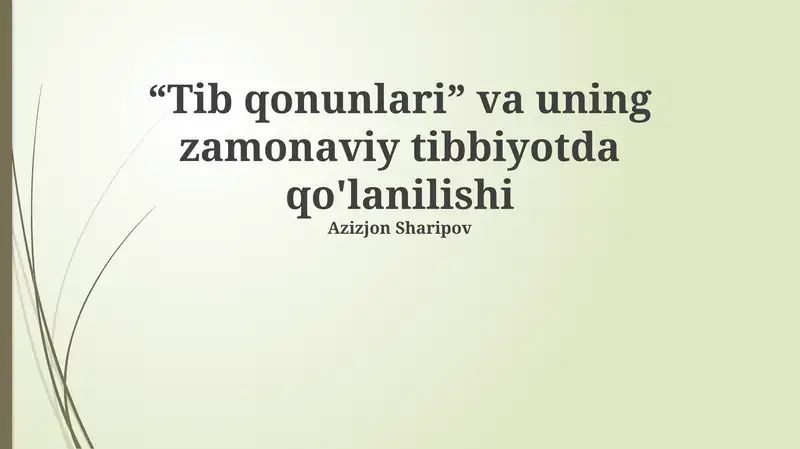 Tibbiyot Qonunlarining Asosiy Tamoyillari va Qo'llanilishi