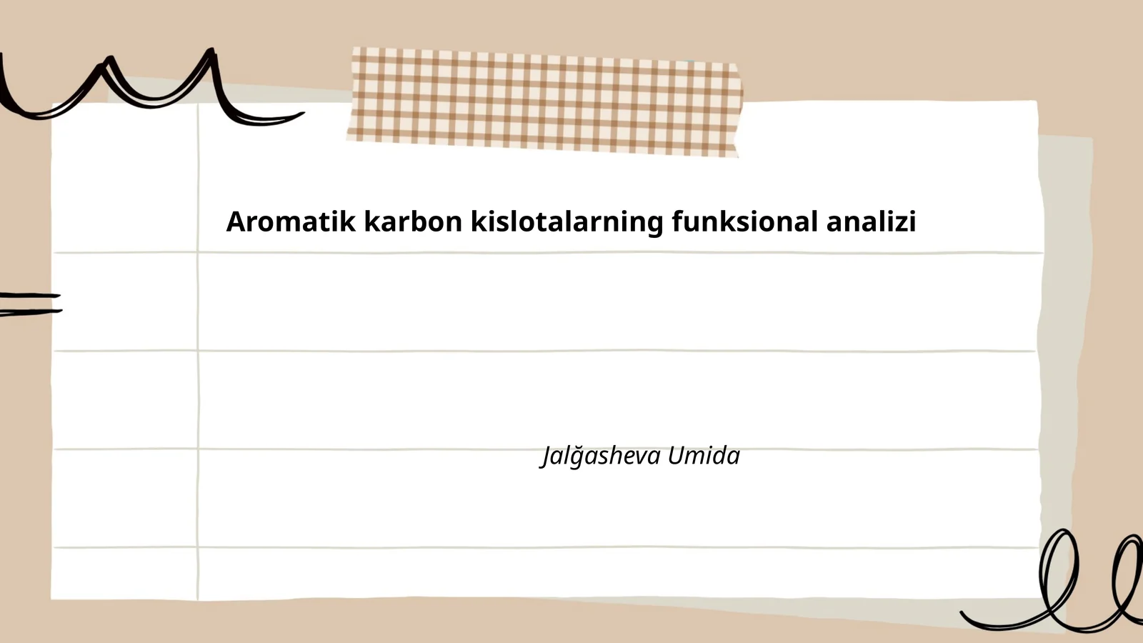 Aromatik karbon kislotalarning funksional analizi