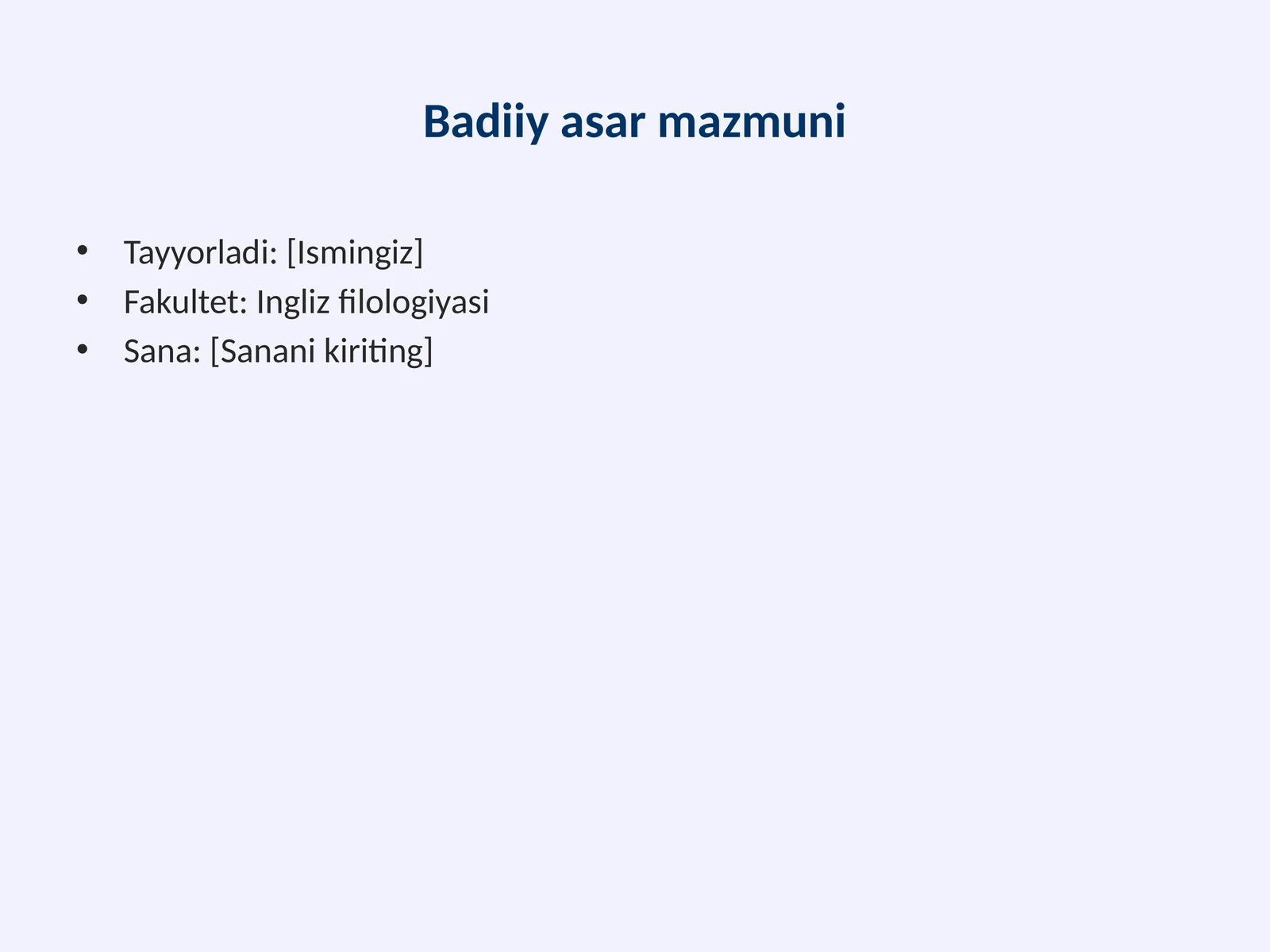 Badiiy asar mazmuni