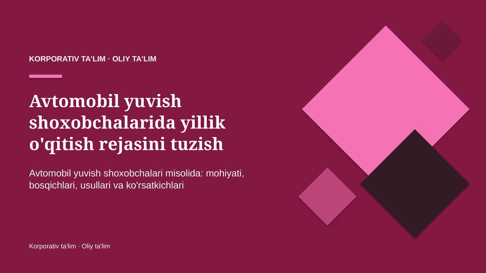 avtomobil yuvish shoxobchalarida yillik o'qitish rejasini tuzish 1141