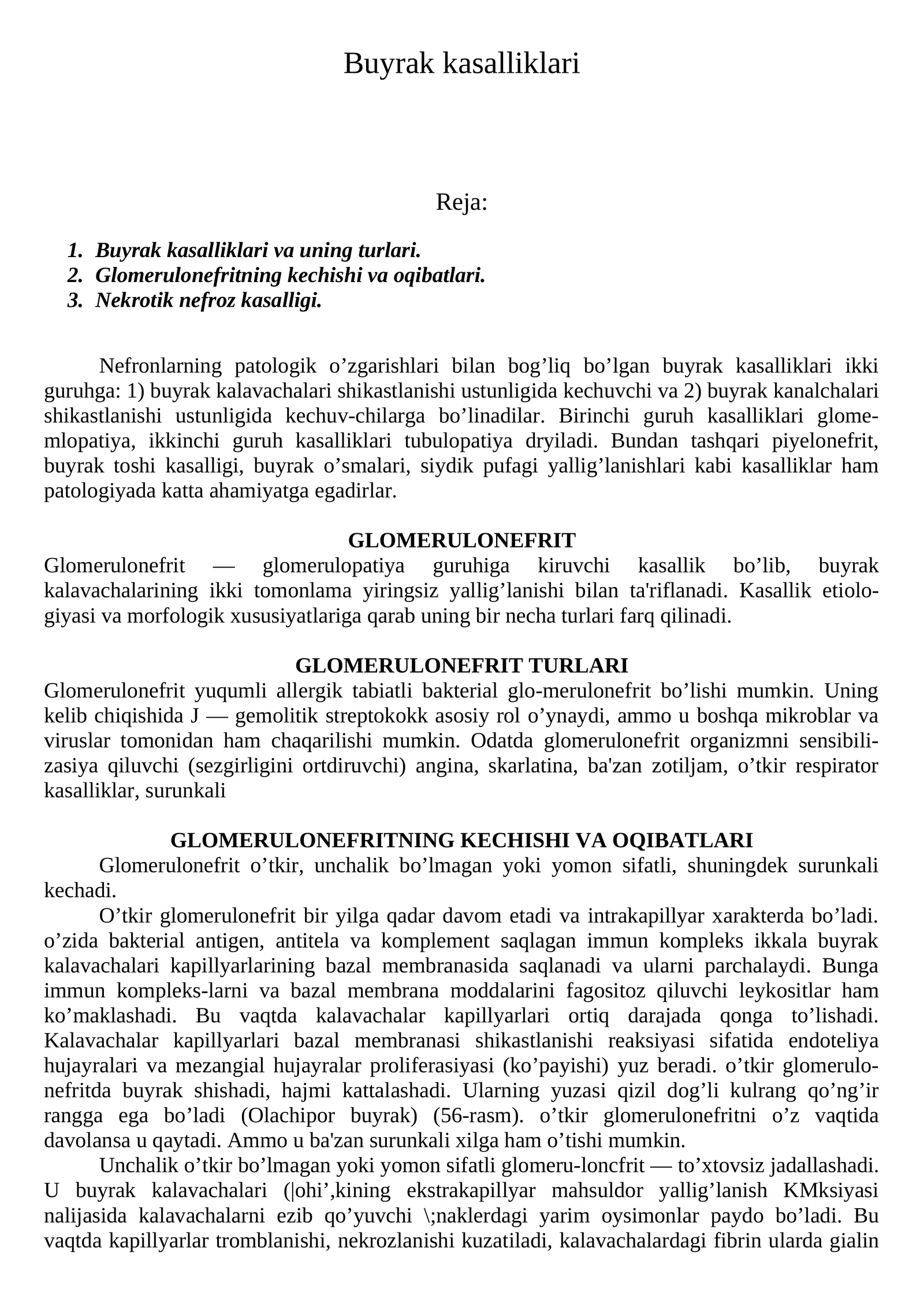 Buyrak kasalliklari