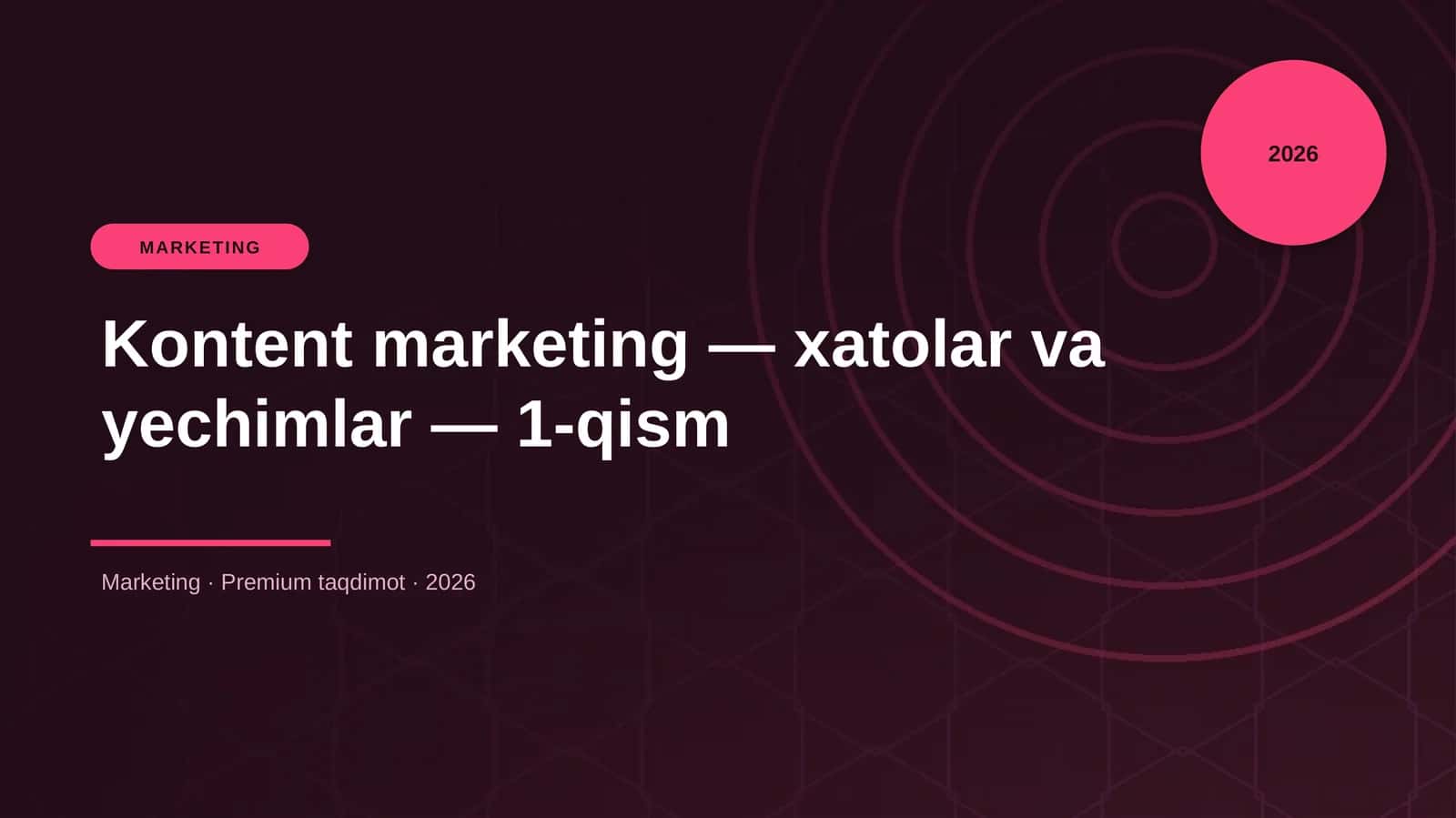 Kontent marketing — xatolar va yechimlar — 1-qism