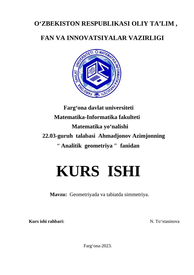 Geometriyada va tabiatda simmetriya