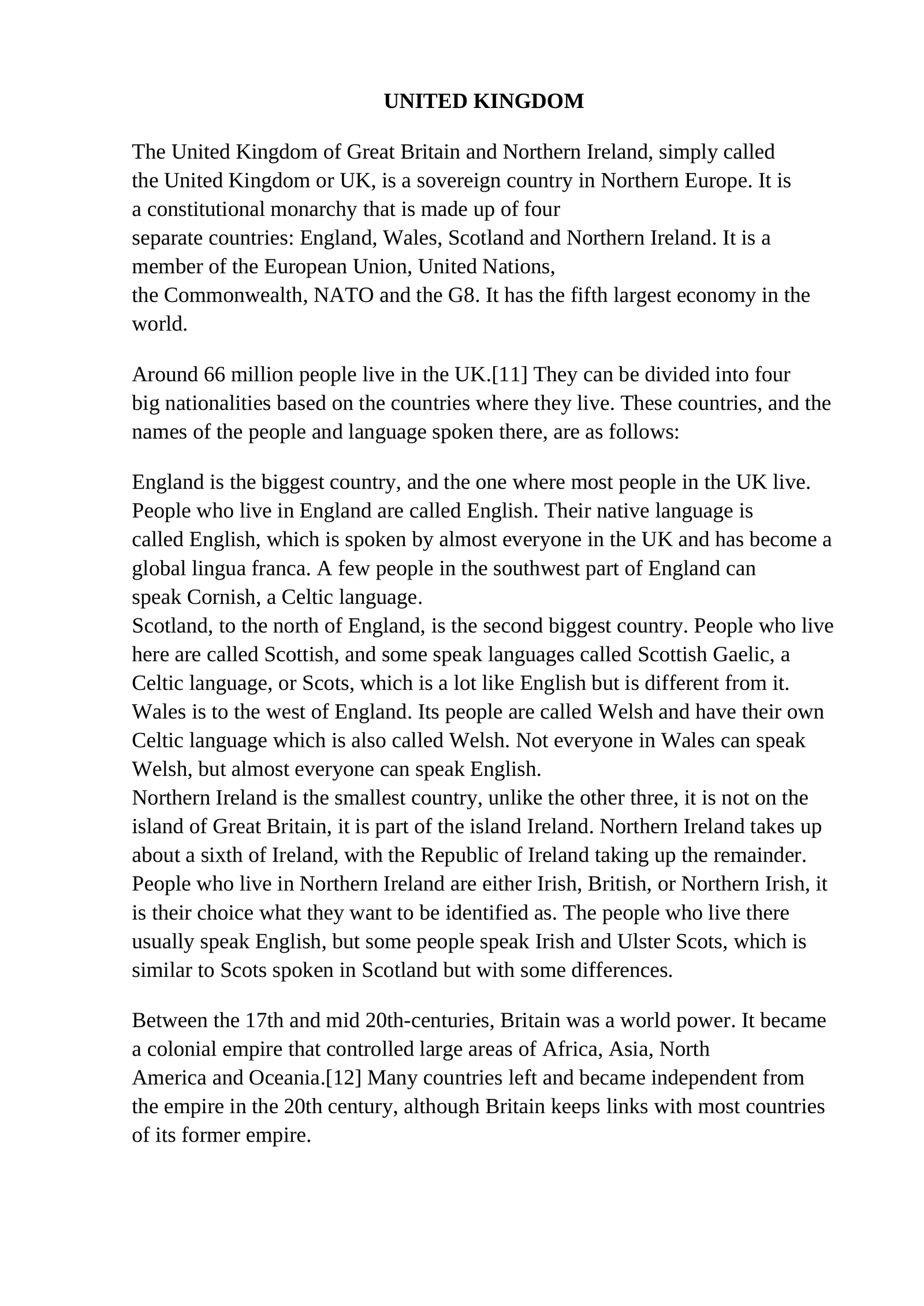 Mavzu: UNITED KINGDOM
