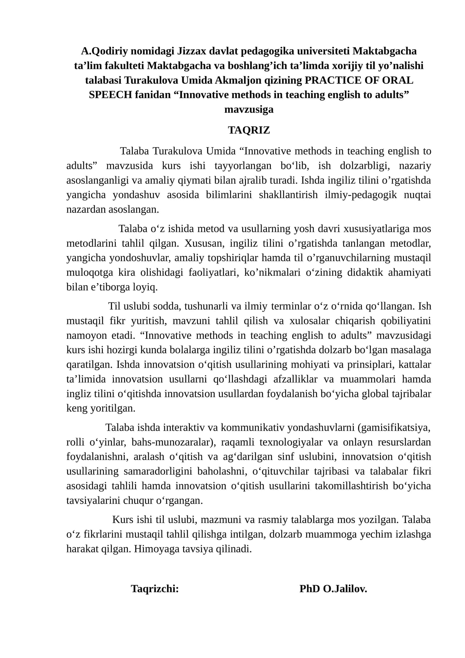 Innovative methods in teaching English to adults