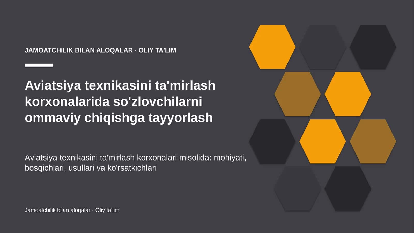 aviatsiya texnikasini ta'mirlash korxonalarida so'zlovchilarni ommaviy chiqishga tayyorlash 5288