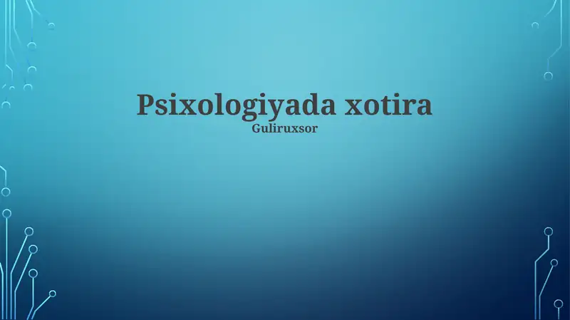 Psixologiyada xotira