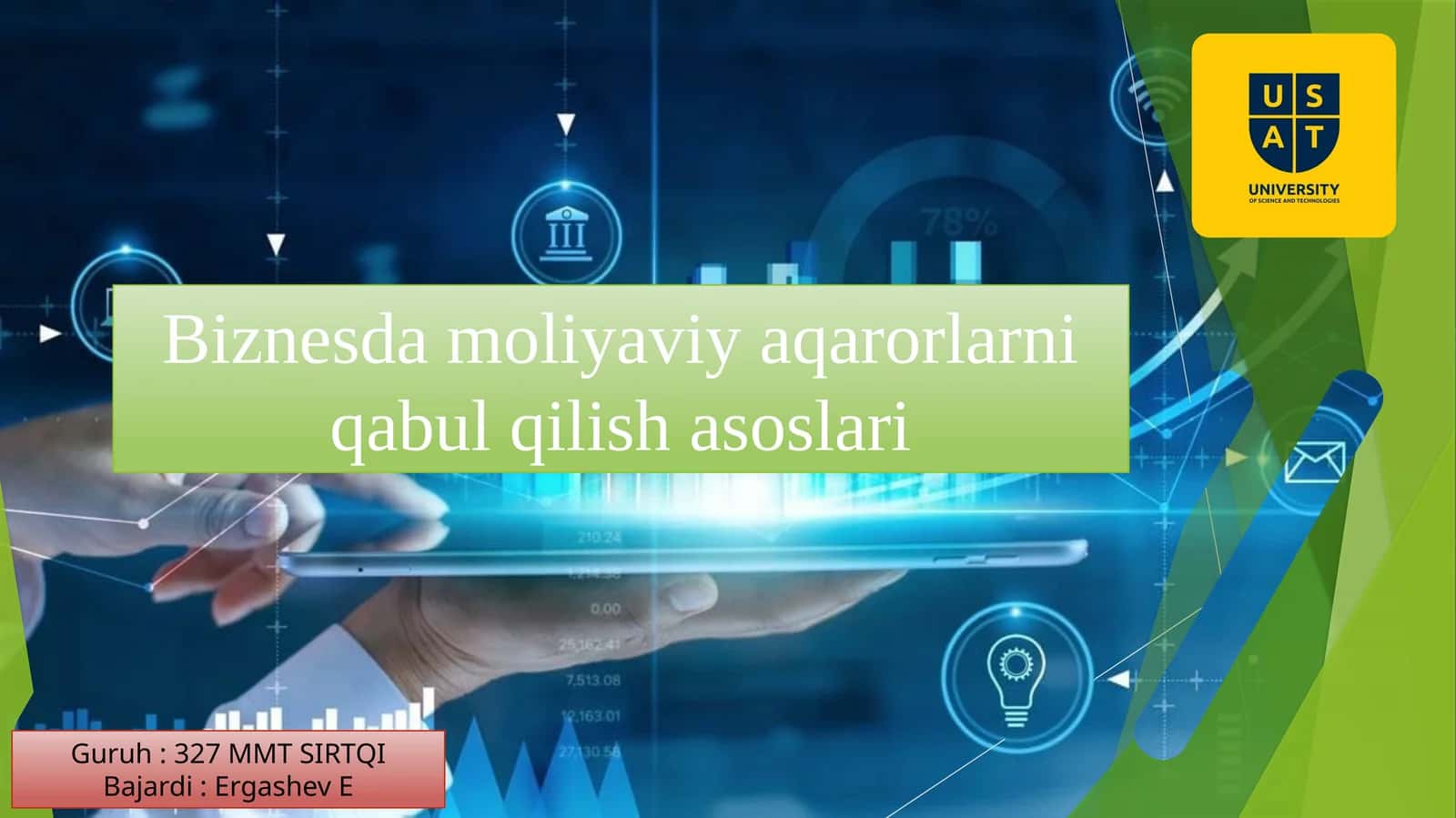 MOLIYAVIY QARORLAR QABUL QILISH ASOSLARI