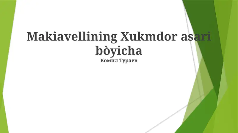 Makiavellining Xukmdor asari bòyicha