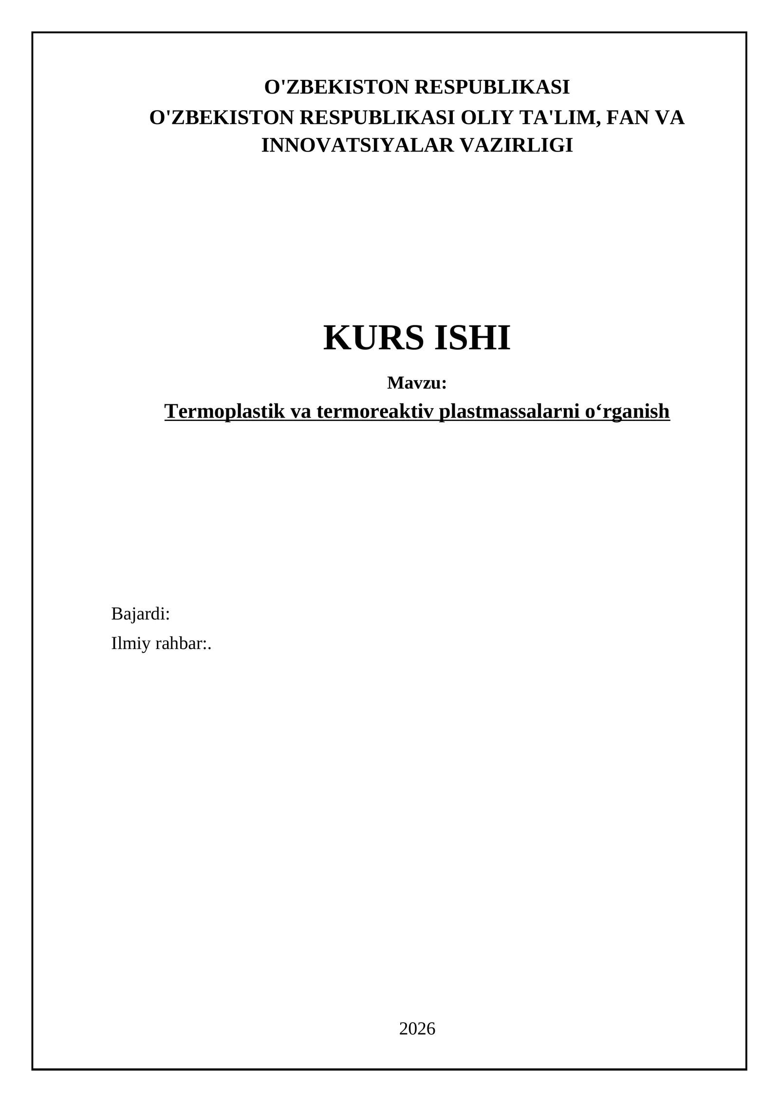 Termoplastik va termoreaktiv plastmassalarni oʻrganish