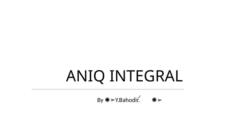 Aniq Integral
