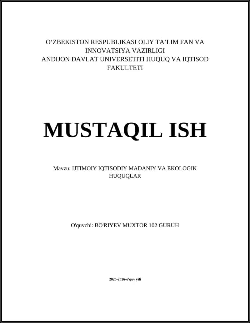IJTIMOIY IQTISODIY MADANIY VA EKOLOGIK HUQUQLAR