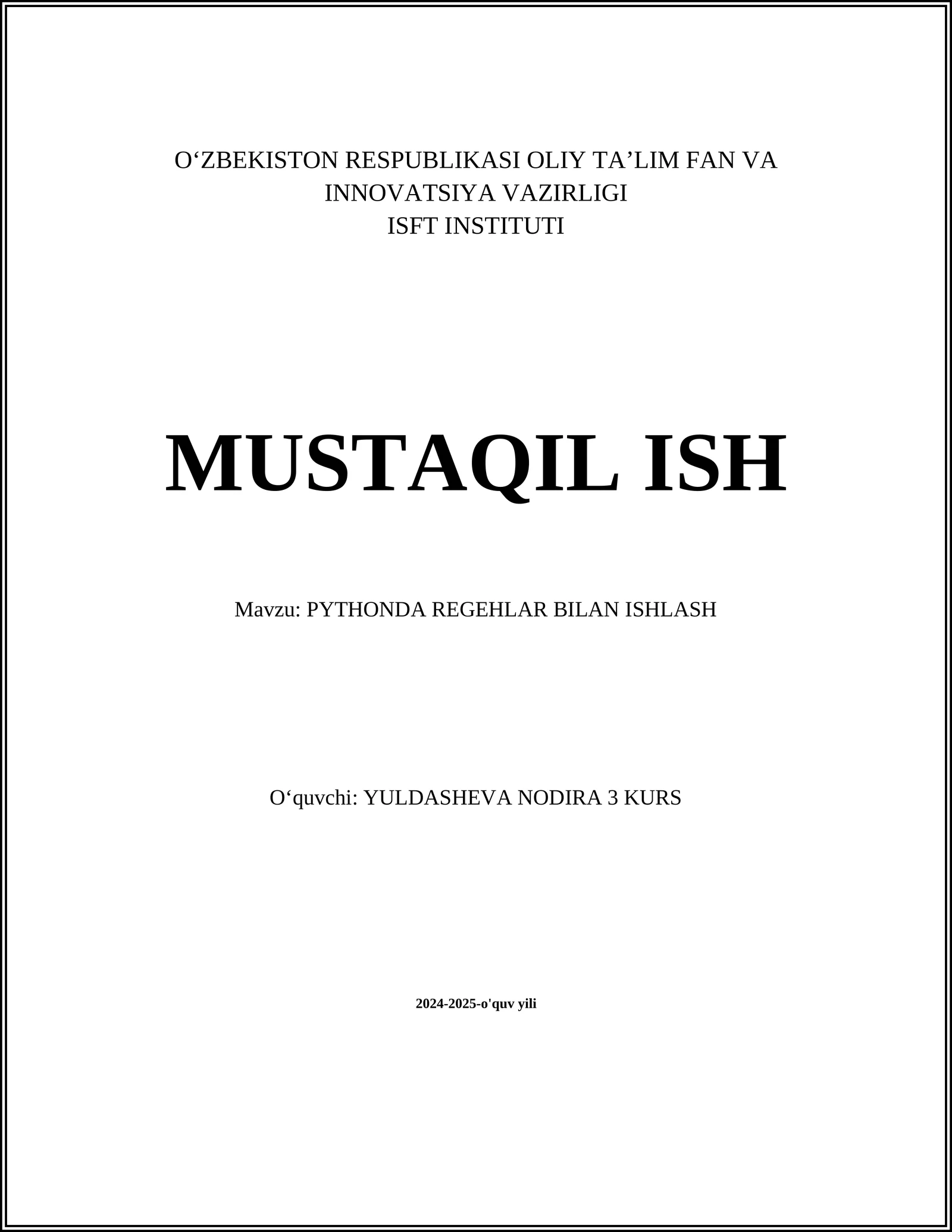 PYTHONDA REGEHLAR BILAN ISHLASH