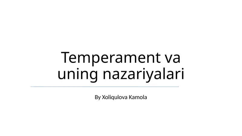 Temperament va uning nazariyalari