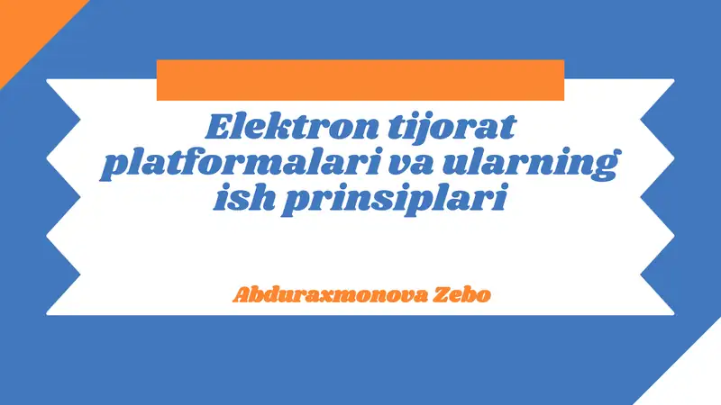 Elektron tijorat platformalari va ularning ish prinsiplari