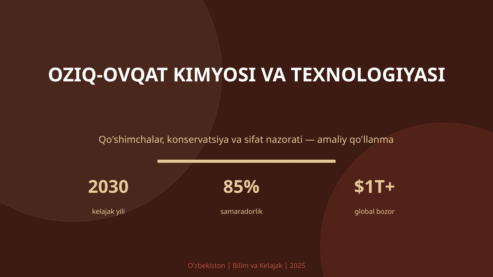 OZIQ-OVQAT KIMYOSI VA TEXNOLOGIYASI