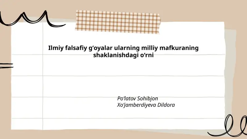 Ilmiy falsafiy gʻoyalar ularning milliy mafkuraning shaklanishdagi oʻrni