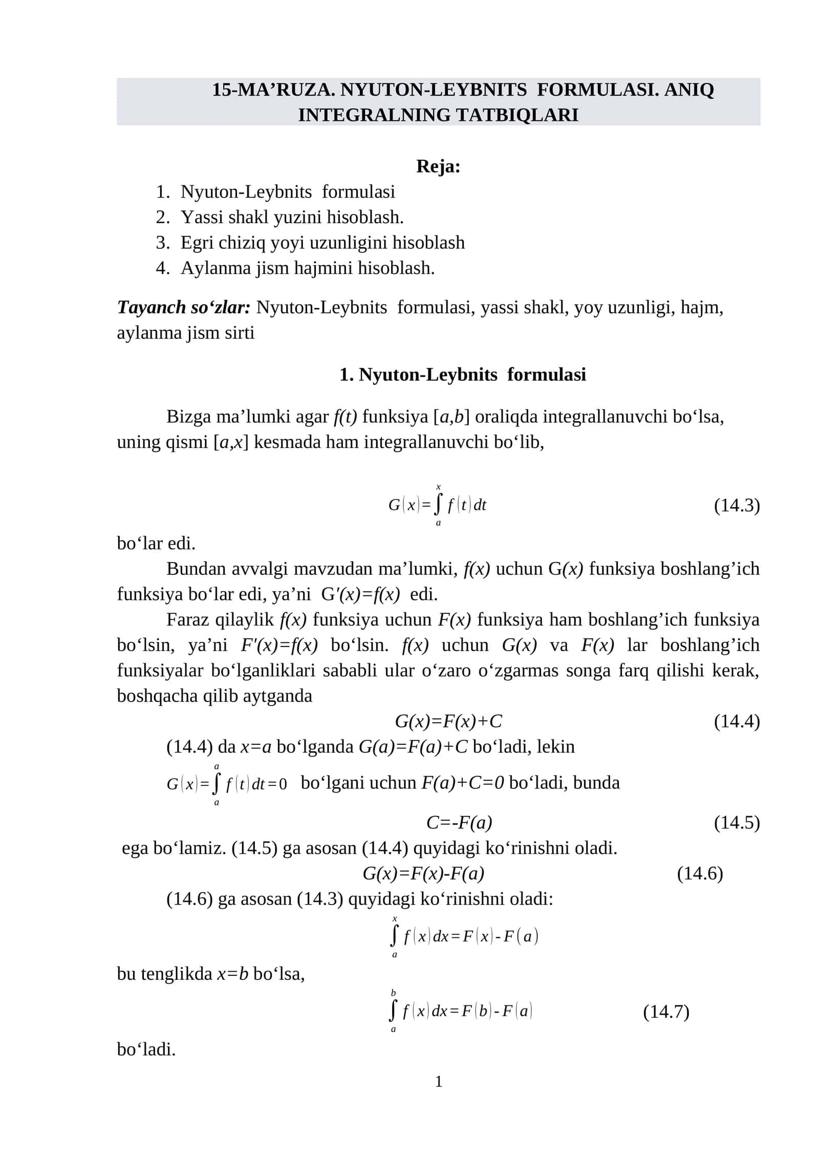 Nyuton-Leybnits formulasi