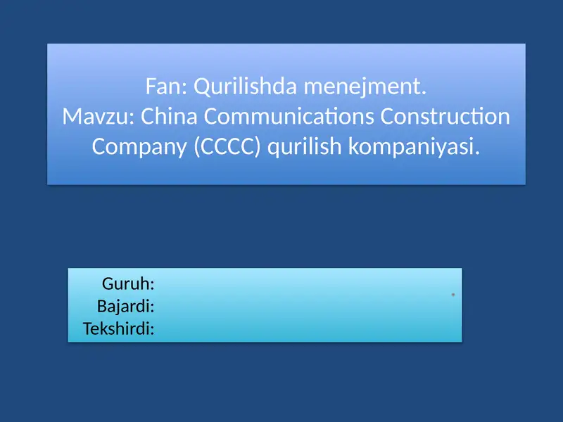 China Communications Construction Company (CCCC)