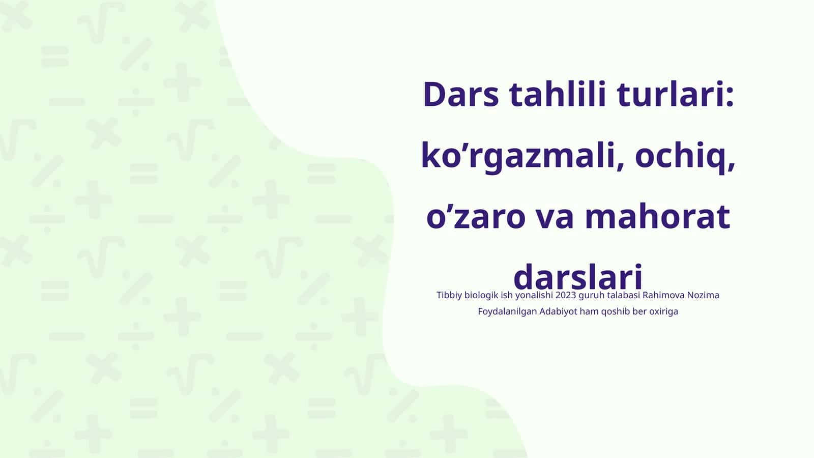 Dars tahlili turlari