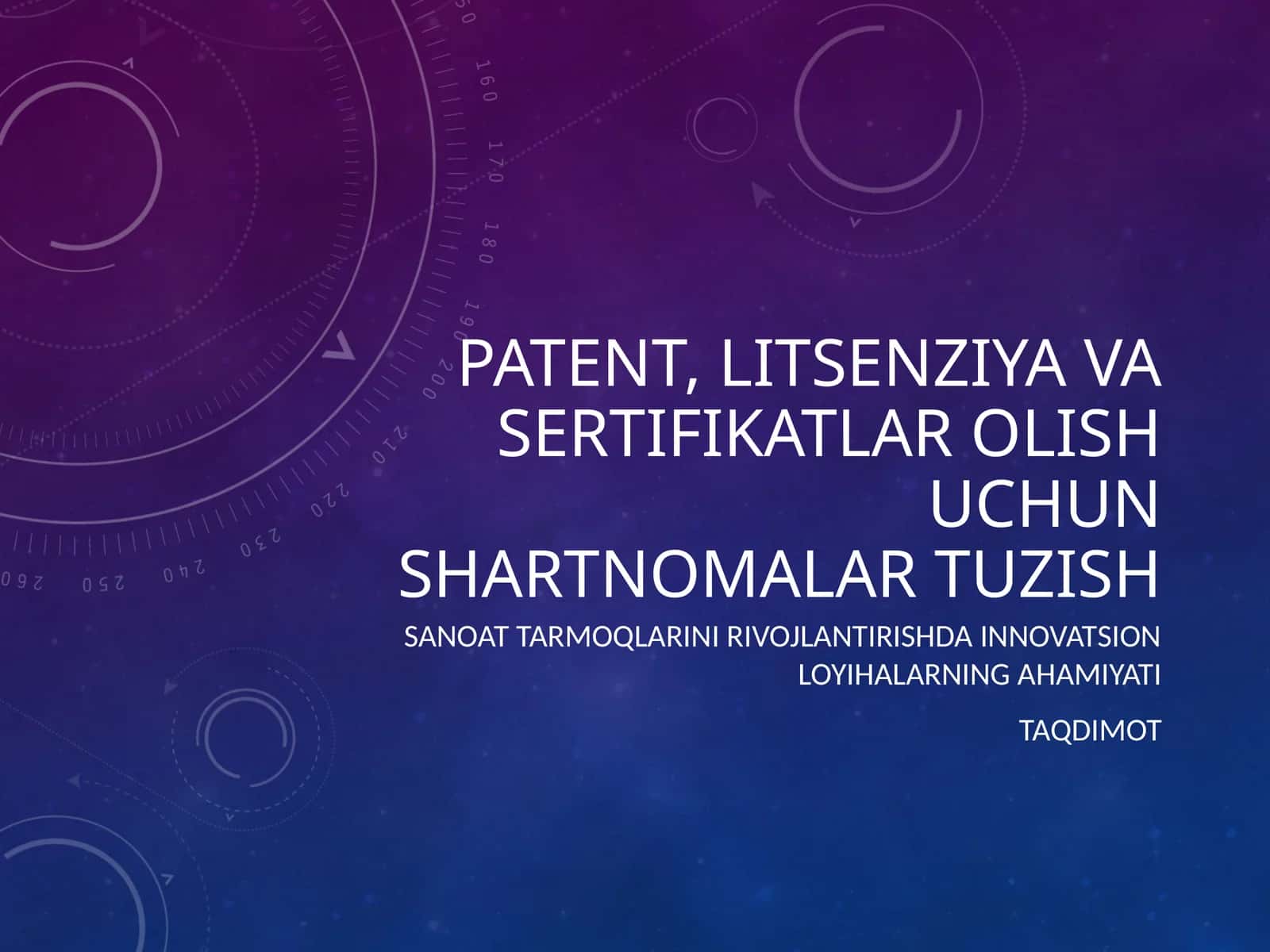 Patent, Litsenziya va Sertifikatlar olish uchun Shartnomalar tuzish