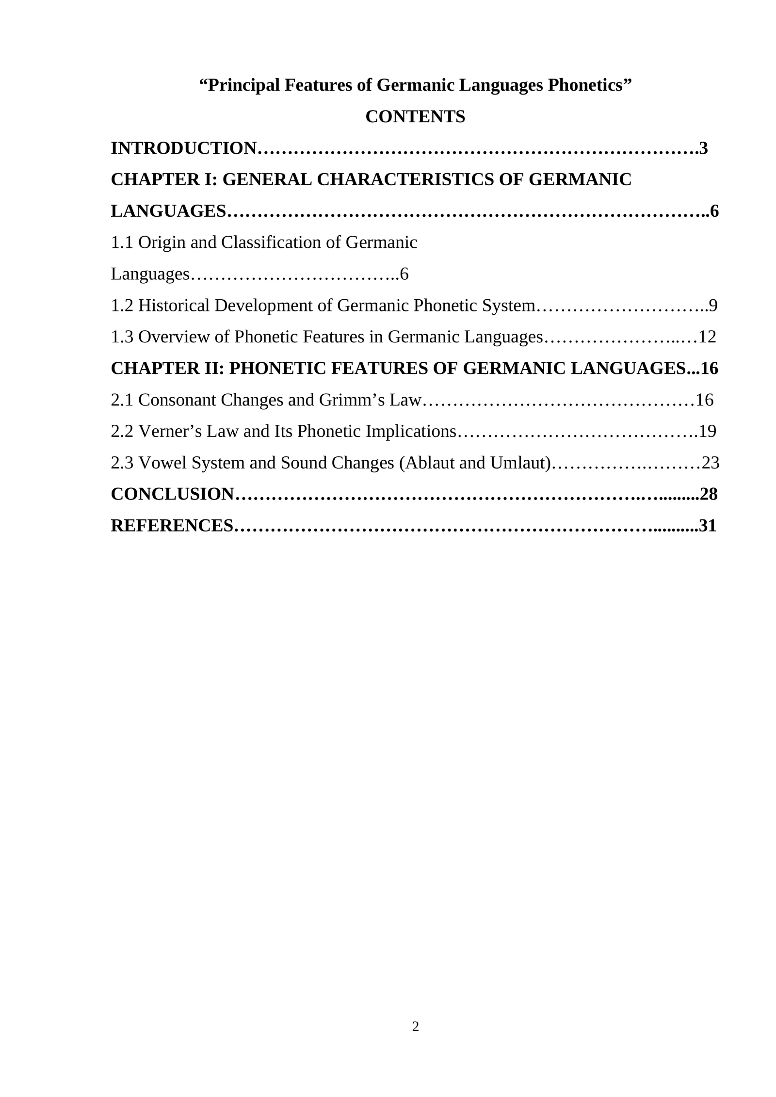Principal Features of Germanic Languages Phonetics